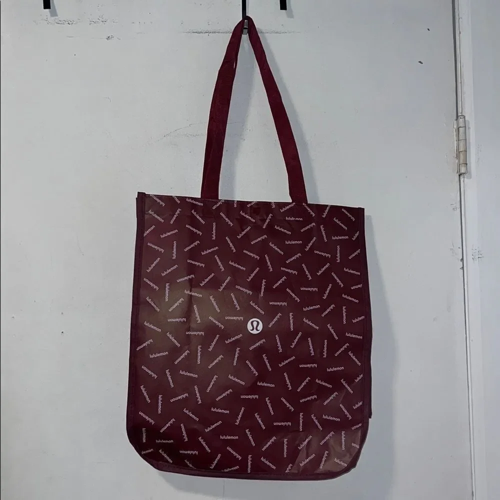 LULULEMON ATHLETICA Maroon and White Reusable Large Tote Bag